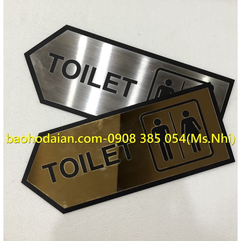 Biển chỉ dẫn nhà vệ sinh toilet chất liệu inox in uv sang trọng KT10x25cm