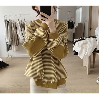 [Plus Size] (40-150kg) Áo Sơ Mi Nữ Oversize Tay Dài Sọc Dọc