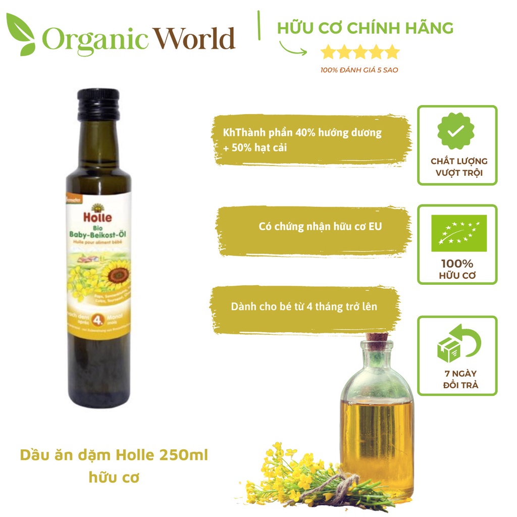 Dầu ăn dặm hữu cơ Holle 250ml