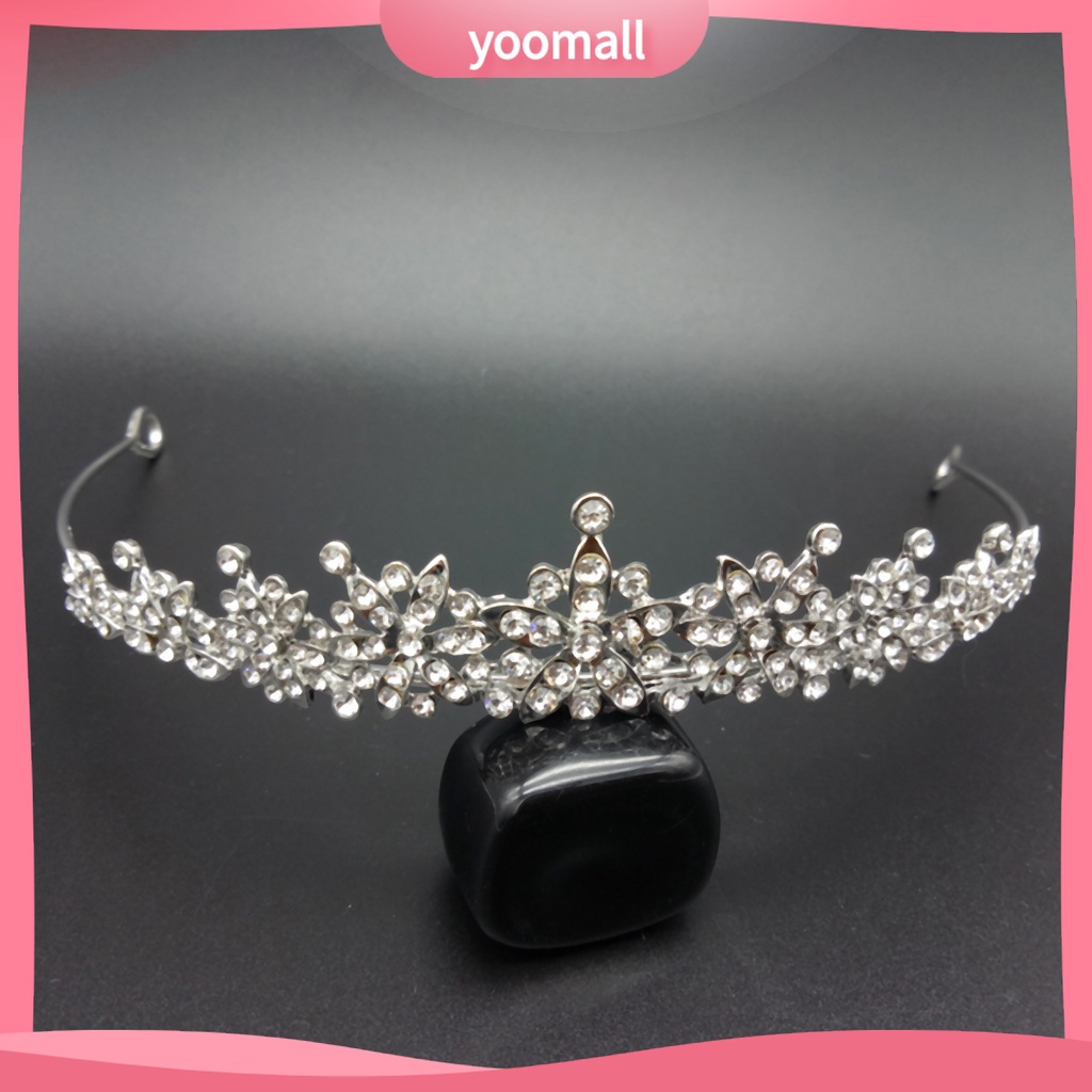 Yoomall| Vương Miện Đính Đá Lấp Lánh Độ Ổn Định Cao Thời Trang Cho Nữ