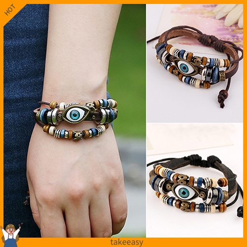 Vòng tay giả da mặt hình con mắt phong cách Thổ Nhĩ Kỳ