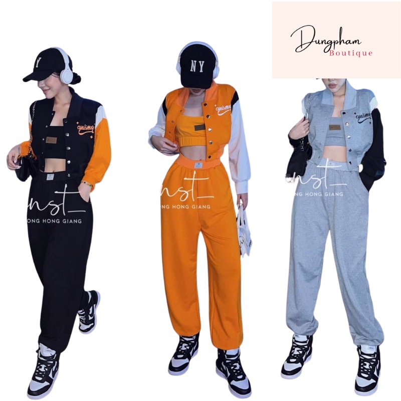 Sét/ bộ 3 món bomber phối màu siêu phẩm - Dungpham Boutique