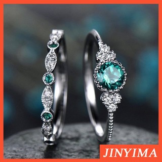 Nhẫn đính hôn đính đá zircon ngọc lục bảo phong cách mới cho nữ