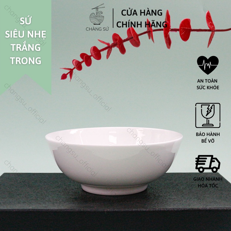 Bát tô canh trắng trơn sứ siêu nhẹ - Sứ xương siêu nhẹ Minh Châu - Vỡ 1 đổi 1