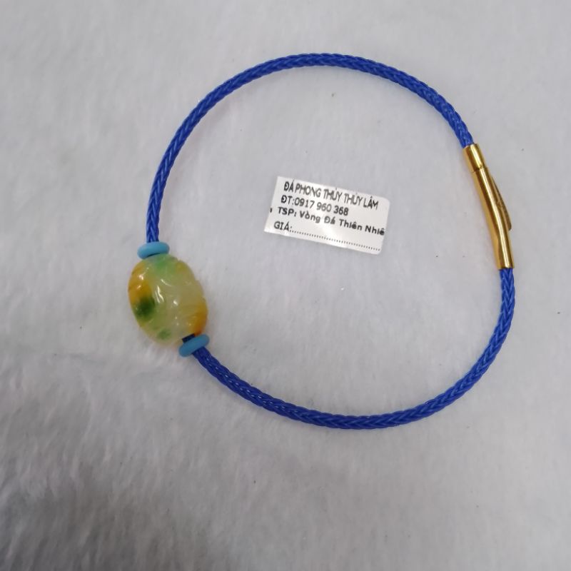 Vòng tay nam nữ lu thống đa xanh loang vàng chạm hoa văn đầu xuôi đuôi lọt may mắn tài lộc