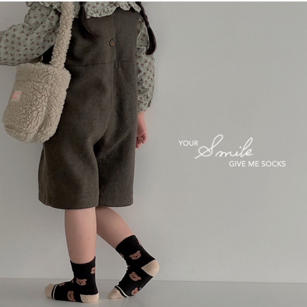 Sét 5 đôi tất cao cổ chất liệu cotton cho bé trai bé gái từ 0 - 8 tuổi họa tiết hình gấu Hàn Quốc