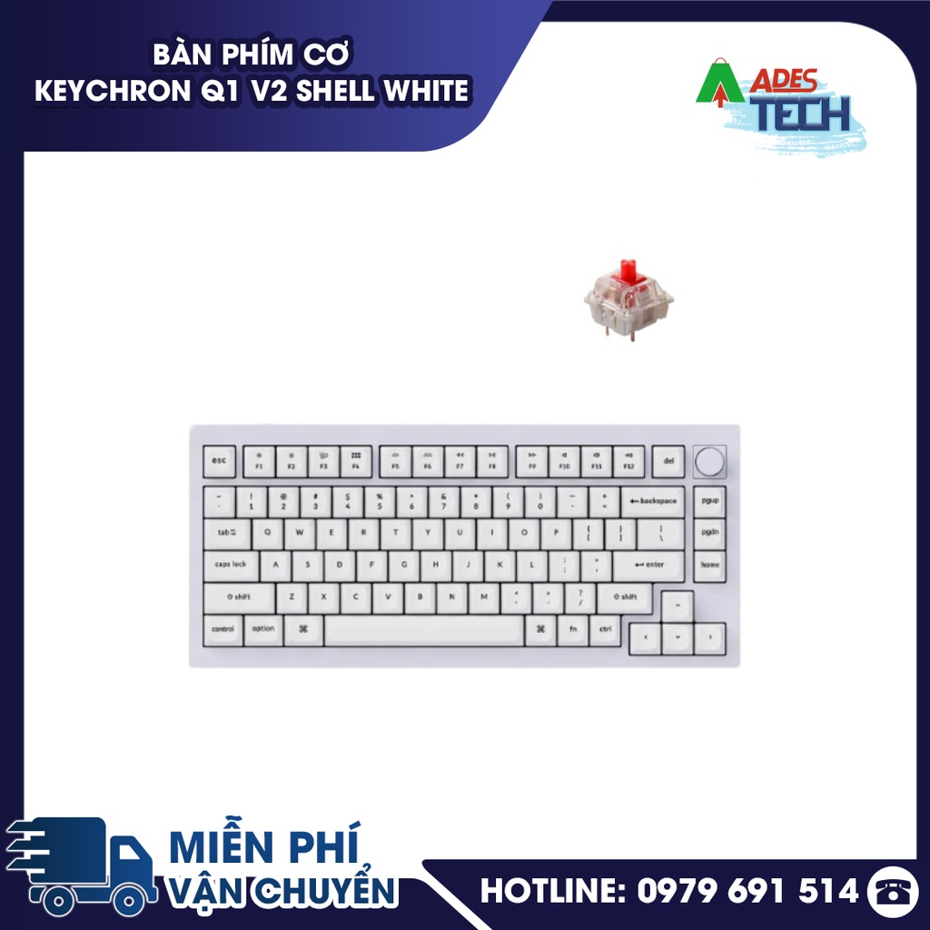 Bàn Phím Cơ Keychron Q1 V2 Shell White  - Bảo Hành 12 Tháng