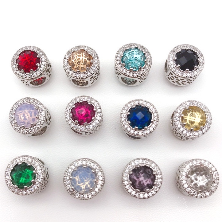 Charm Charmolet Tea - Đá mắt mèo đủ màu mạ điện cao cấp bạc Thái 2022 -