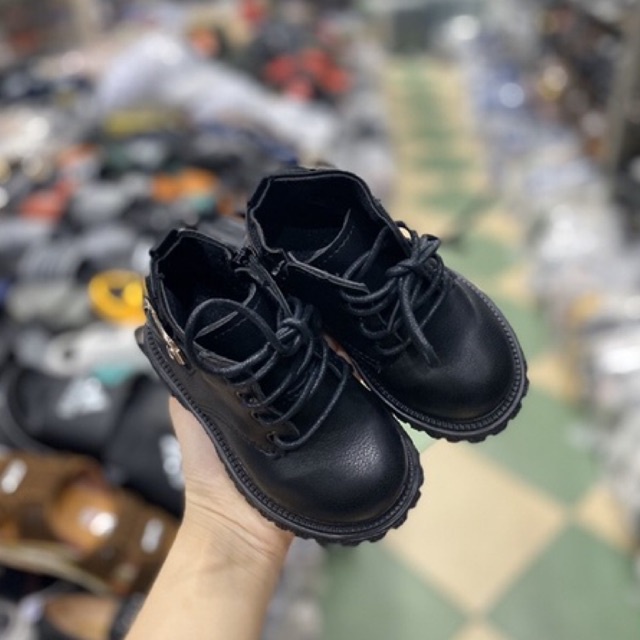Giày boot bé trai, giày cao cổ bốt đen size 21-30
