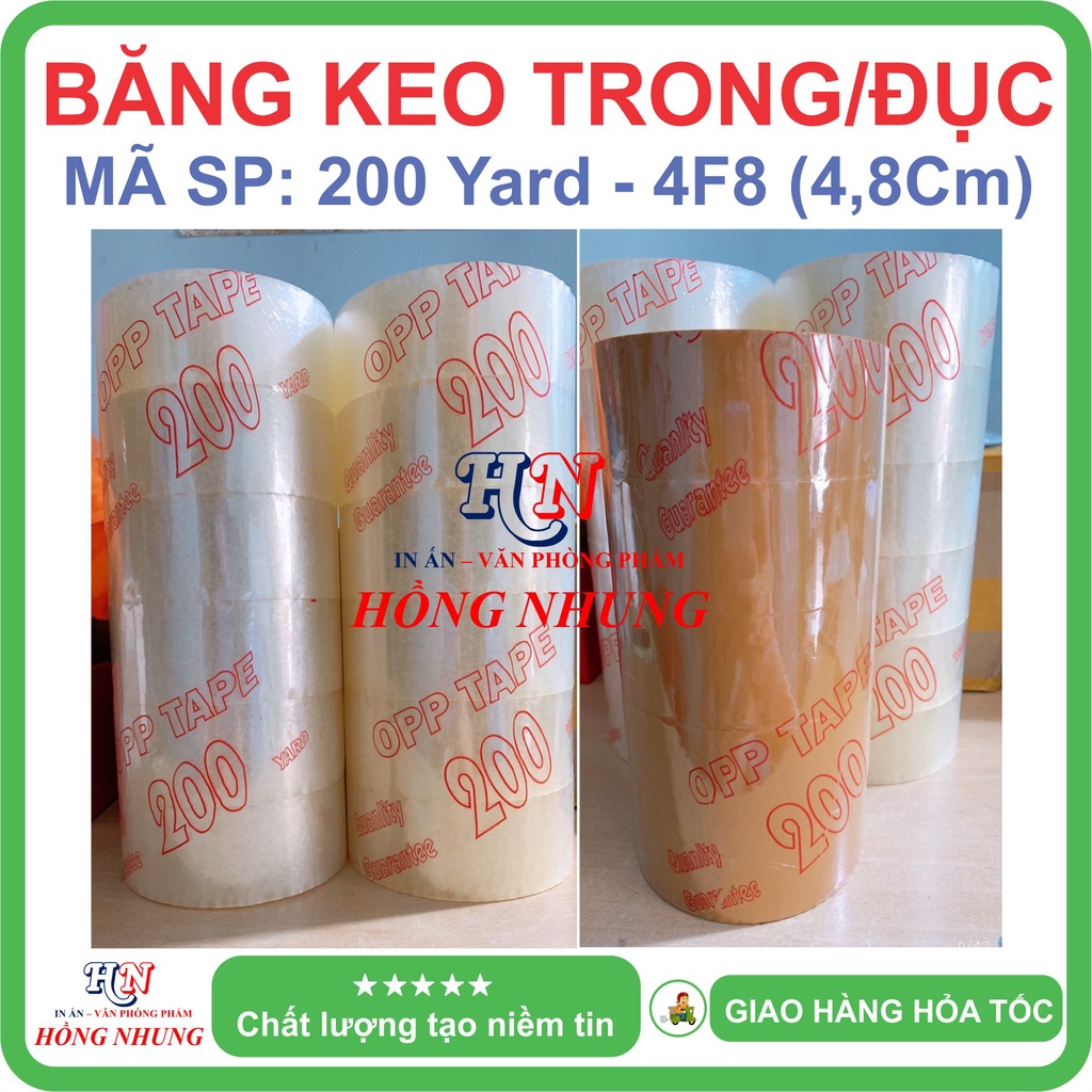 [SALE] Băng keo trong/đục 200 Yard, băng keo dán thùng, siêu dính, bền