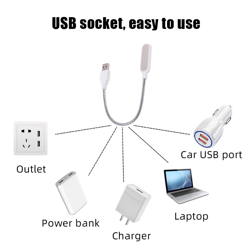 Đèn LED Đọc Sách Mini Để Bàn Sạc Cổng USB Gấp Gọn Tiện Dụng