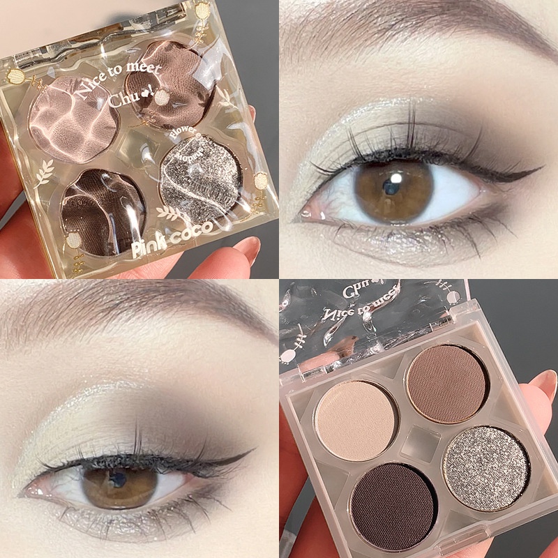 Bảng Phấn Mắt Pink Coco Tông Đất Màu Lì Và Nhũ Ngọc Trai