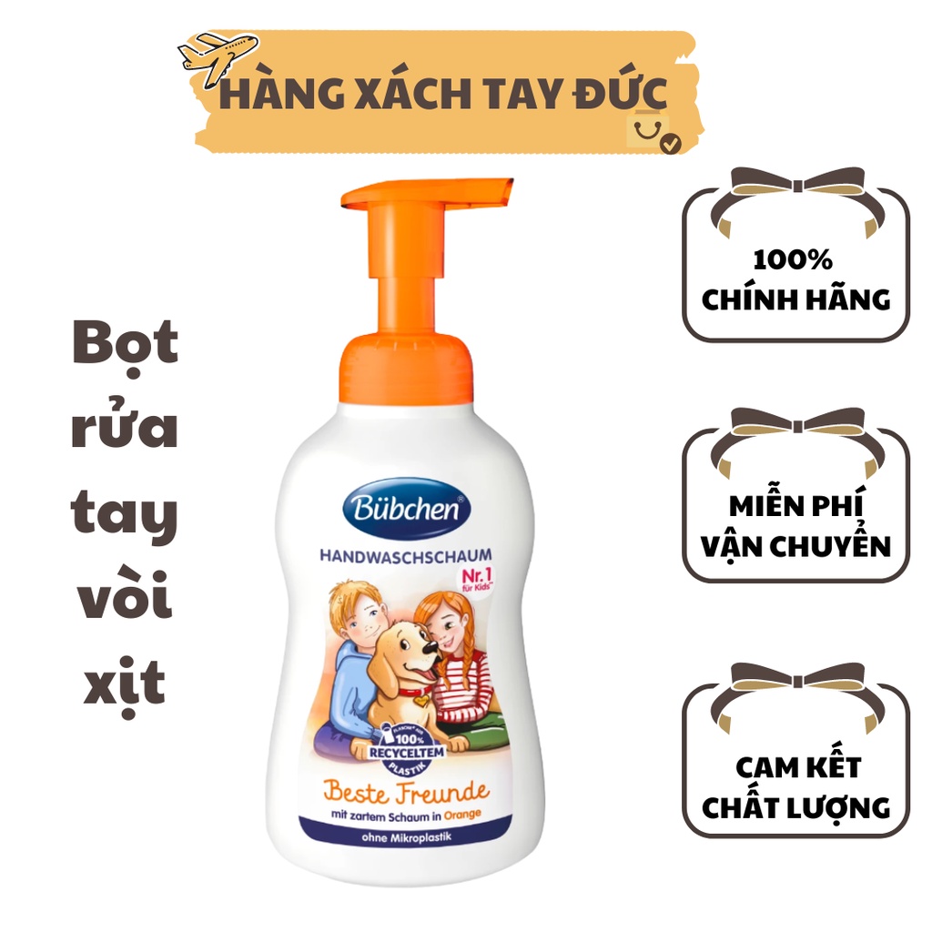 Bọt rửa tay vòi xịt cho bé BÜBCHEN an toàn dịu nhẹ hương trái cây 300ml BÌN STORE