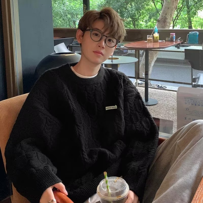 Áo Sweater Nam Dệt Kim Dáng Rộng Màu Trơn Kiểu Hàn Quốc Thời Trang Cho áo len đôi nam nữ áo sweater form rộng