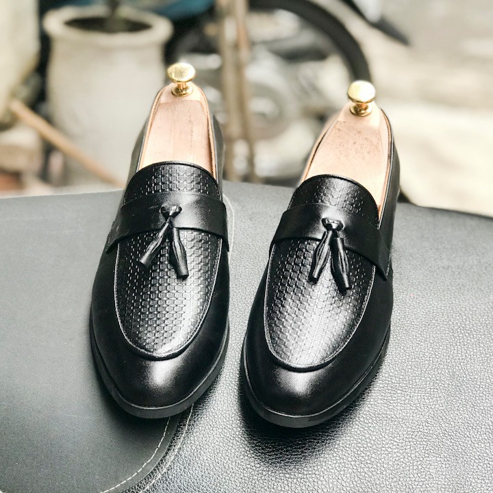 Thanh Lý Giày Lười Nam Chuông Trơn Da Nam Màu Nâu Đen