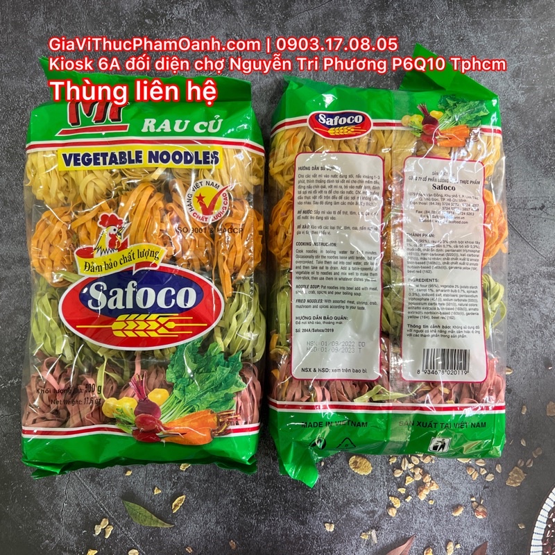 Mì RAU CỦ sợi lớn/nhỏ Safoco (500gr)