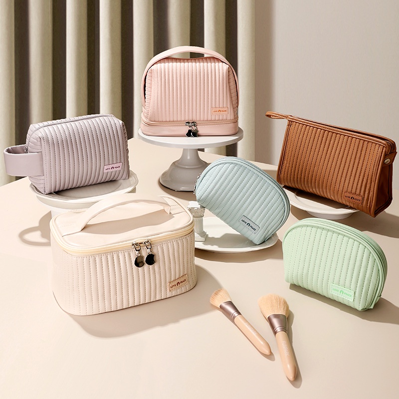Pu Túi Đựng Đồ Trang Điểm Chia Ngăn Khô Ướt Chống Thấm Nước Tiện Dụng