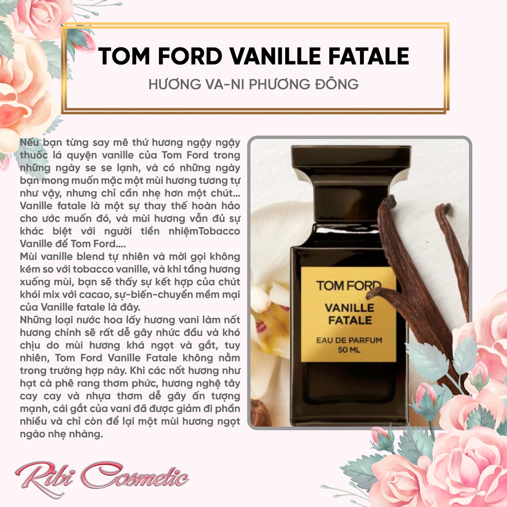Nước Hoa Unisex Nam Nữ Tf Vanille Fatale Hương Vani Ngọt Ngào Nổi Bật Cao Cấp Sang Trọng Đẳng Cấp Hấp Dẫn