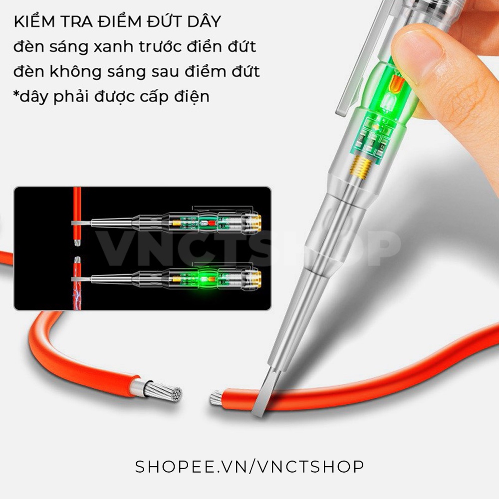 Bút thử điện thông minh cảm ứng không tiếp xúc, bút dò điện không chạm mạch dây đa năng 2 đèn led