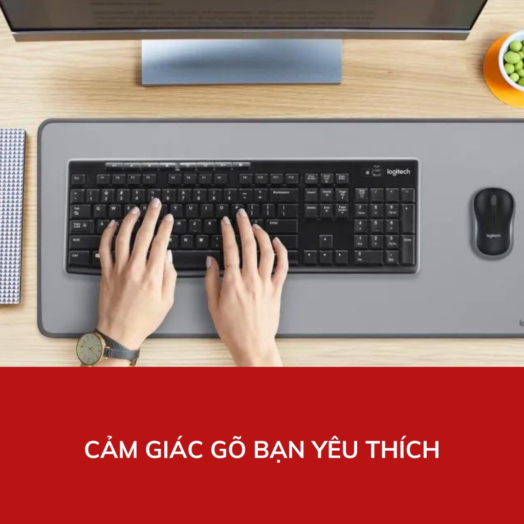 Bàn phím không dây Logitech K270 có phím số, thiết kế chống nước, cảm giác gõ thoải mái, pin 24 tháng