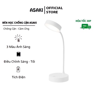 Đèn Học Mini Chống Cận Asaki Để Bàn Cảm Ứng Tích Điện Thông Minh