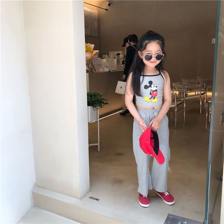 Áo Thun Hai Dây In Hoạt Hình Phong Cách Hàn Quốc Dành Cho Bé Gái