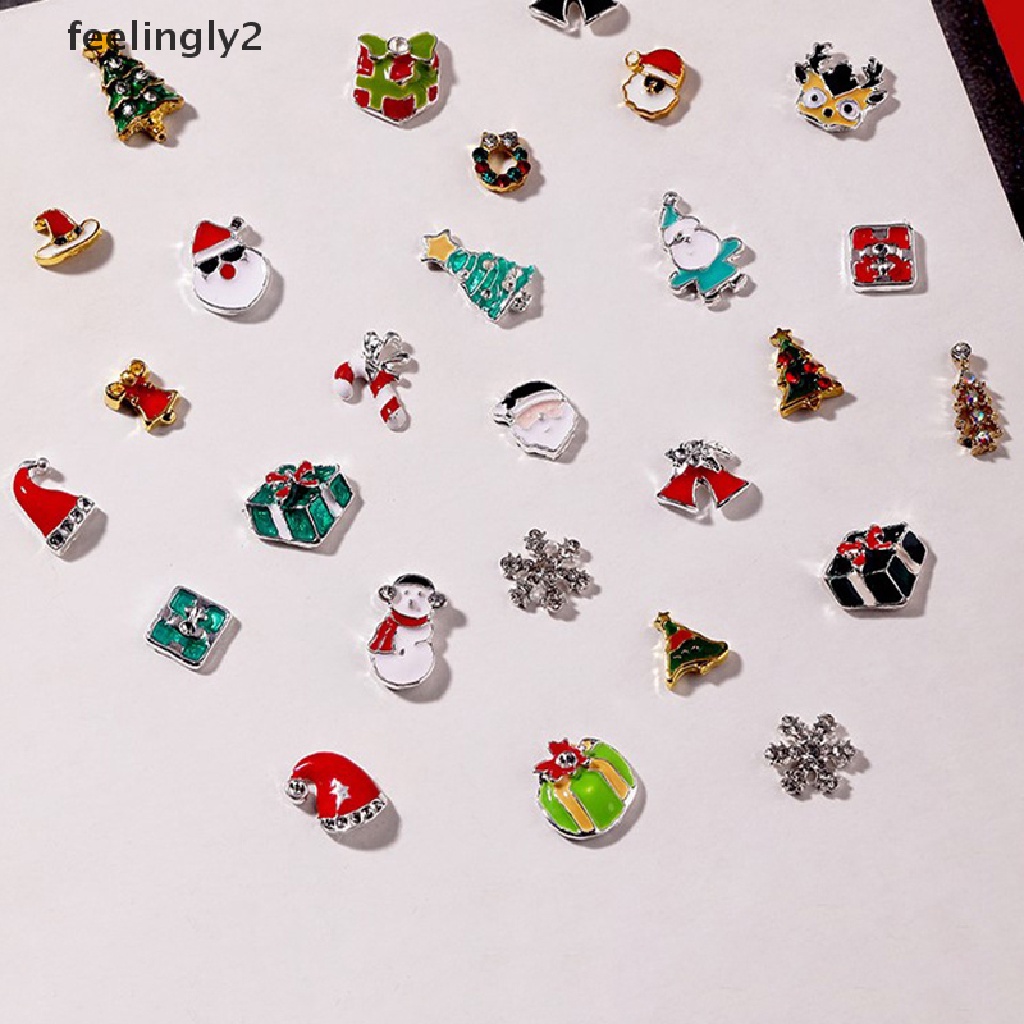 [Hàng Có Sẵn] Set 10 Phụ Kiện Trang Trí Móng Tay Nghệ Thuật Bằng Hợp Kim Phong Cách Giáng Sinh DIY Ch (F)
