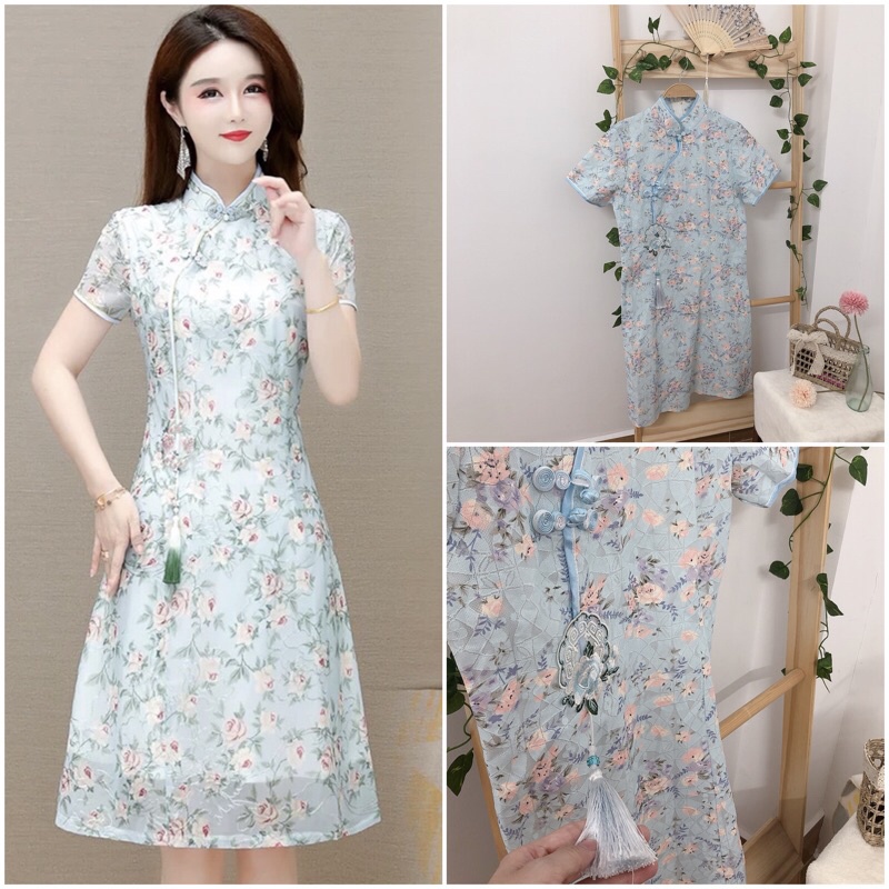 Sườn xám nhung cách tân đầm nhung xinh