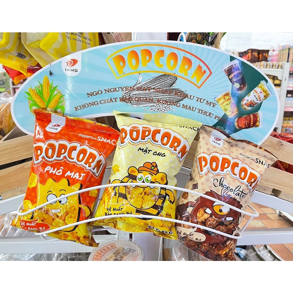 Bỏng ngô Popcorn vị Pho mai /mật ong /Chocolate gói 50g
