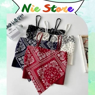 [Sẵn] Áo yếm 2 dây họa tiết khăn thổ cẩm Ulzzang / áo 2 dây thổ cẩm 4 màu
