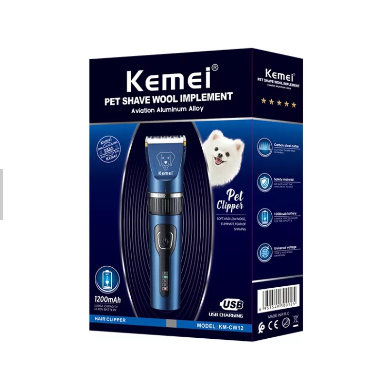 Tông Đơ Điện Cắt Lông Chó Mèo Thú Cưng Có Cổng Sạc Usb Kemei KM CW12