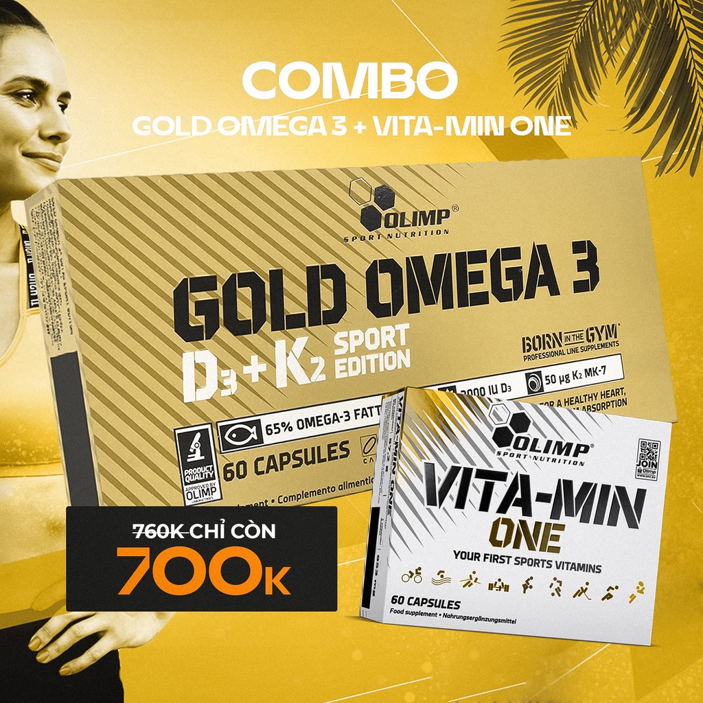 Combo Gold Omega 3 D3 K2 Sport Edition &amp; Vitamine One từ Olimp Labs