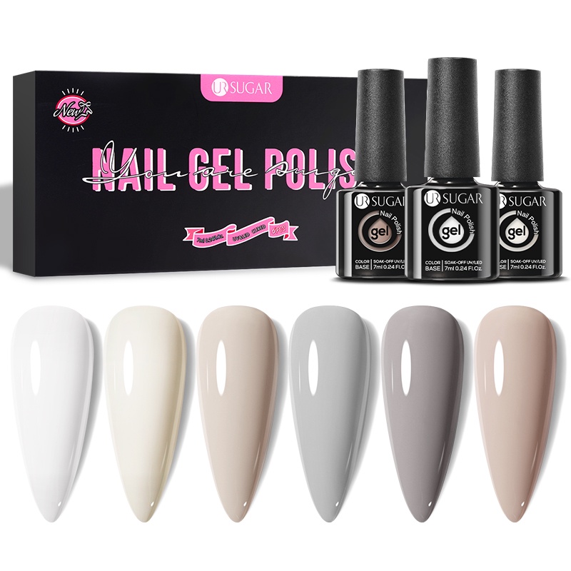 Set 6 sơn móng tay UR SUGAR màu sắc lấp lánh khác nhau tùy chọn thời trang mùa thu 7ml
