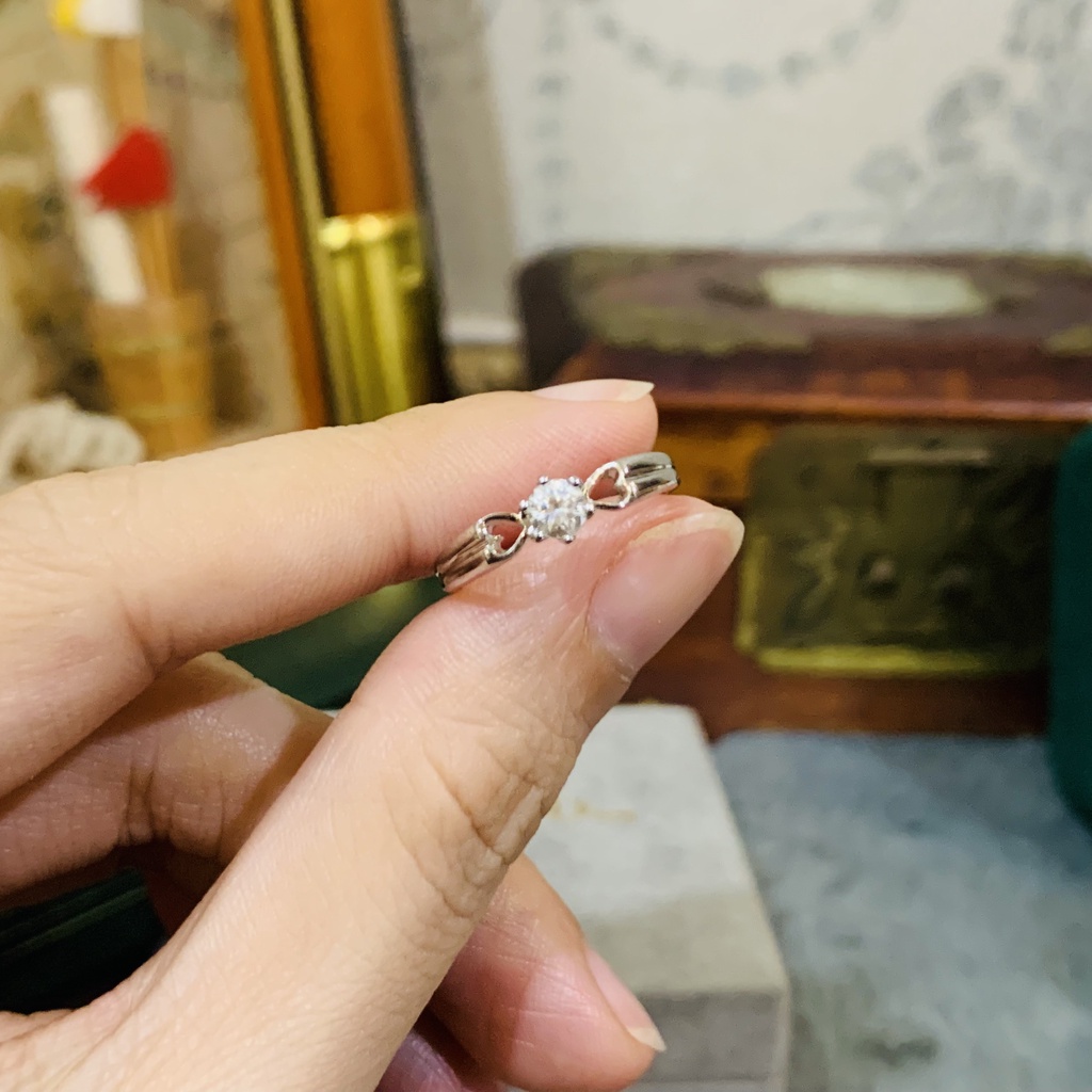 N9.209 Nhẫn bạc đa trắng kiểu nhẹ nhàng | Độc lạ | Vintage | Silver | Si Nhật | Japan | 2HAND | Bạc |
