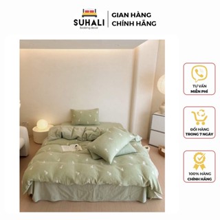 Bộ vỏ chăn ga gối 4 món vải Cotton Linen Hàn Quốc, chất liệu xô muslin Suhali.shop