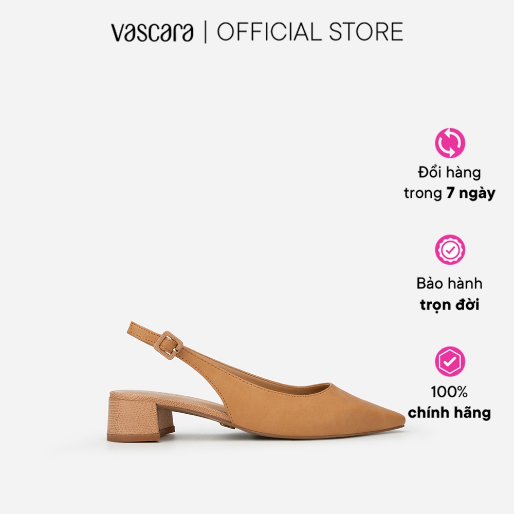 Vascara Giày Slingback Gót Vân Da Kỳ Đà - BMN 0516