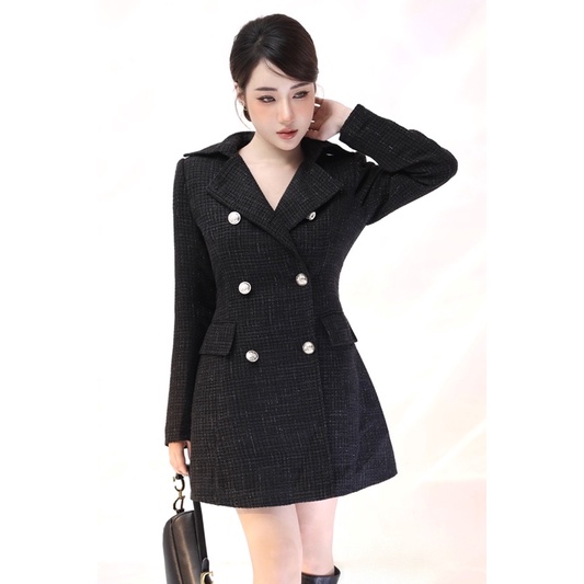 Khoác dạ khuy đồng hàng thiết kế