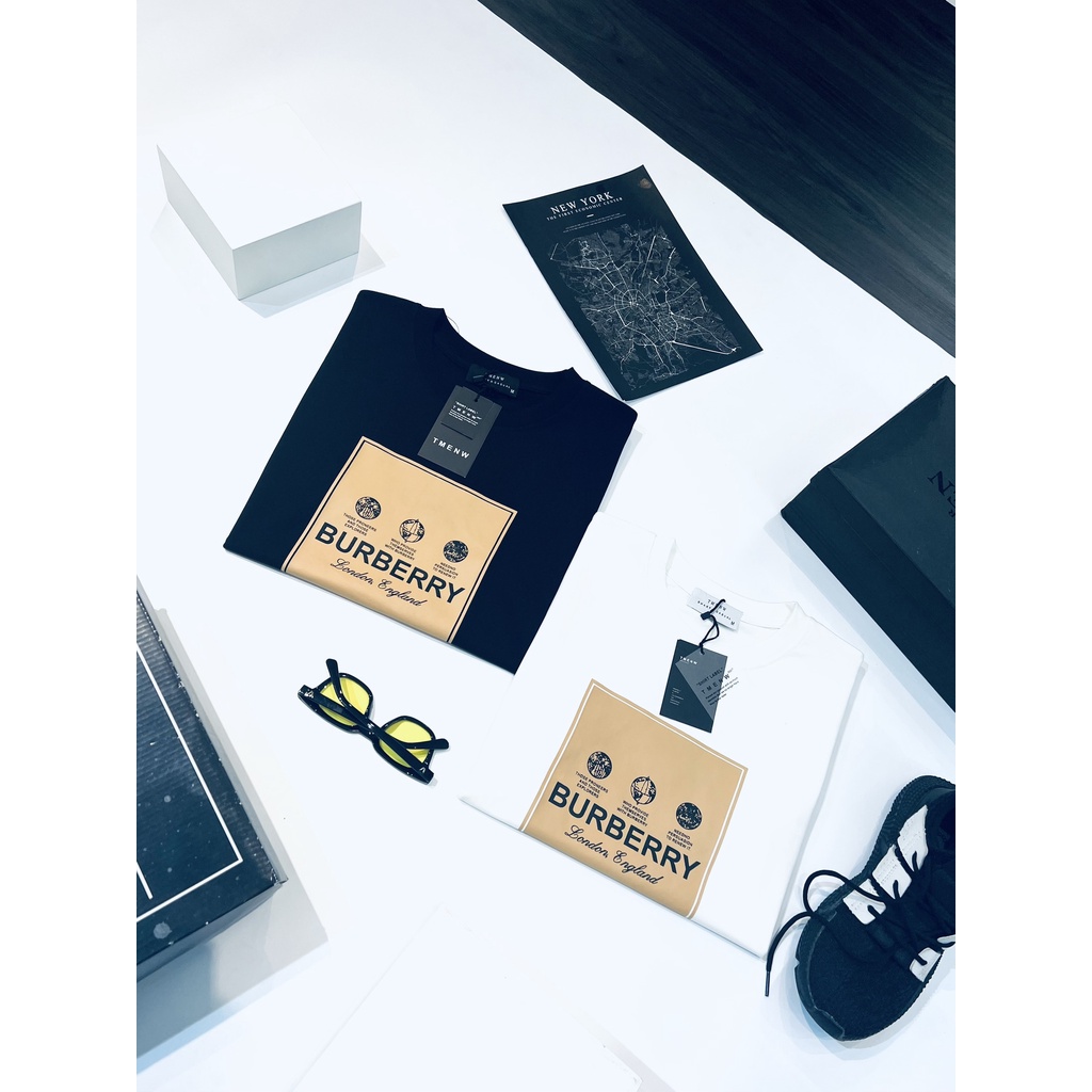 ÁO THUN IN Ô MÀU VÀNG BUBERRY 2022