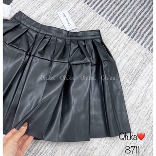 Chân váy da xếp ly phồng mông