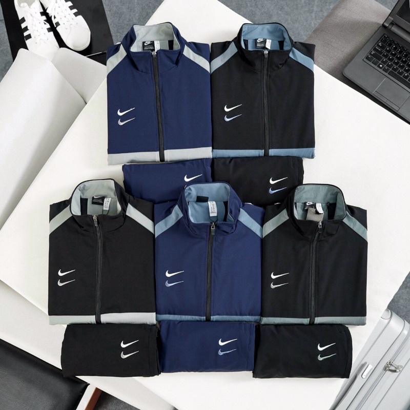 Bộ quần áo gió thể thao Nike lót lưới cao cấp