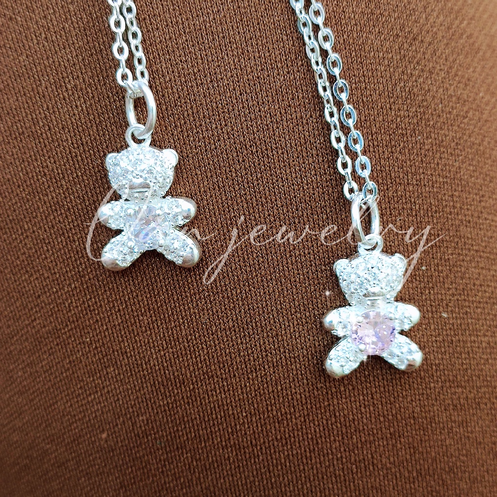 Dây chuyền bạc Dây mặt Gấu Trắng nhỏ nạm đá xinh cho bé yêu Van Jewelry V10772