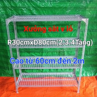 Kệ sắt v lỗ Rộng 30cm x Dài 80cm nhiều tầng