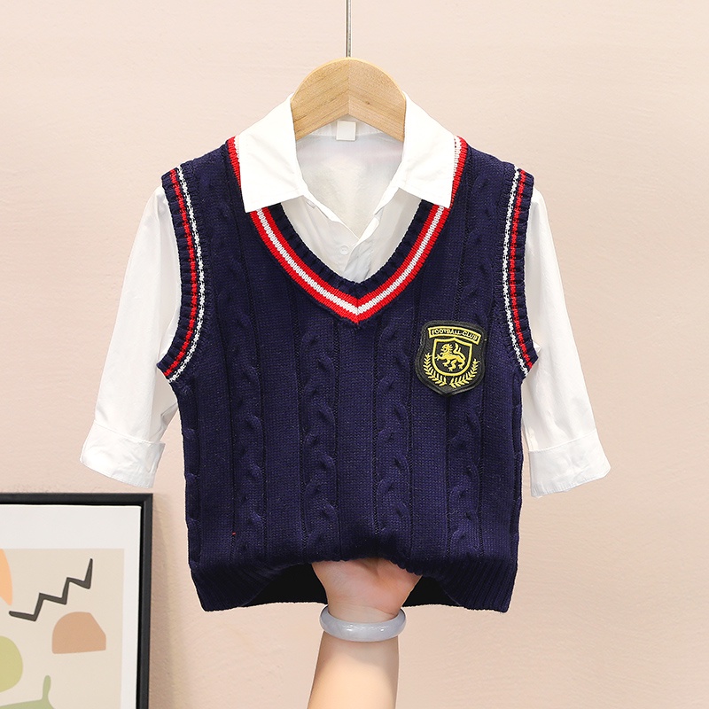Áo Sweater Dệt Kim Sát Nách Cổ Chữ v Vải Cotton Mỏng Thời Trang Cho Bé