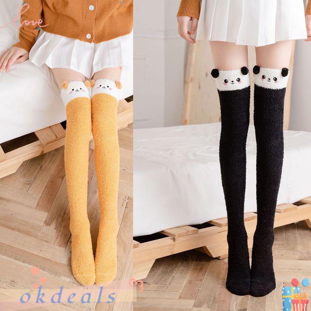 Okdeals Vớ Lông Cừu San Hô Hình Gấu Trúc Thời Trang Thu Đông Cho Nữ