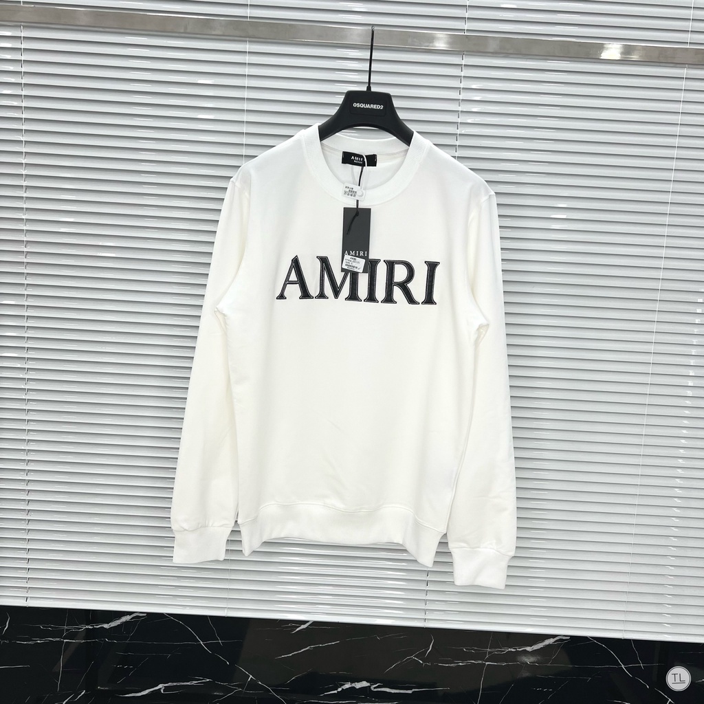 🔥Hot🔥Áo nỉ Amiri trơn thêu chữ da hot trend Nam Nữ Thu Đông 2022