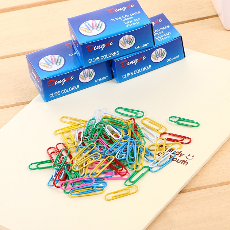 Ghim cài giấy/ Ghim tài liệu, hộp 100 chiếc nhiều màu sắc đẹp, bookmark dễ thương giá rẻ
