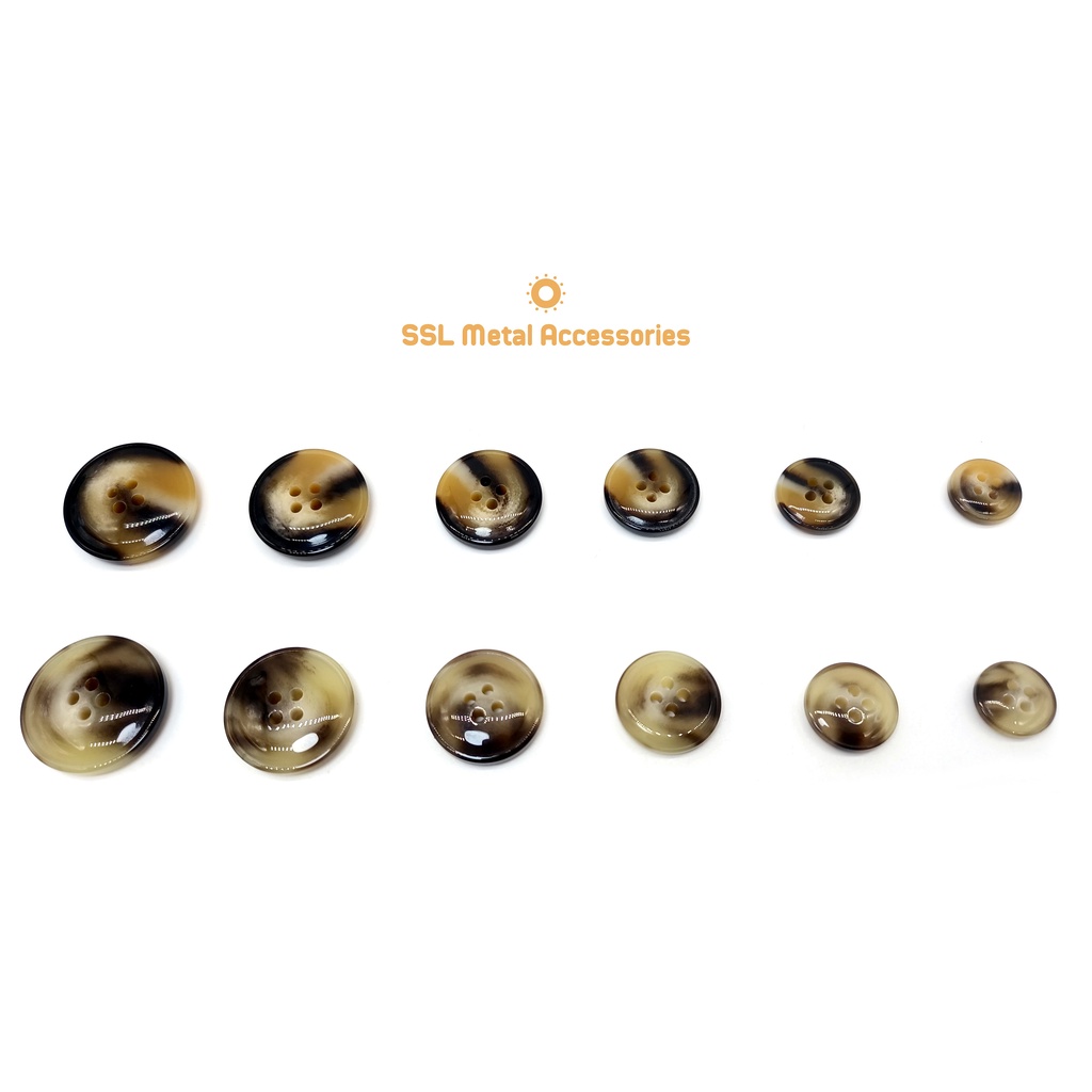 Set 10 Cúc áo nhựa thời trang  2 lỗ dành cho các loại áo khoác, dạ màu nâu Resin Button RP21-24-1 15mm /20mm/25mm