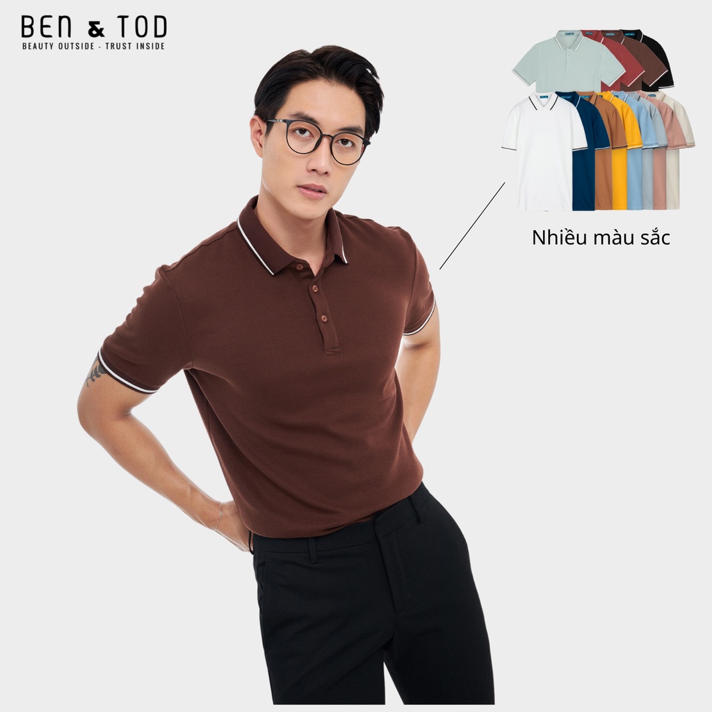 Áo polo nam BEN & TOD S21033 vải cotton 4 chiều, cao cấp, họa tiết, dày dặn, thoải mái OUTLET 289