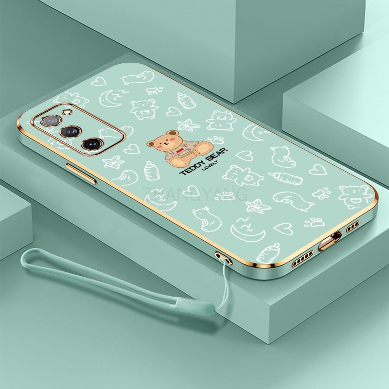 ốp lưng Samsung s20 fe Samsung s20 Samsung s20 plus Samsung s20 ultra Ốp Điện Thoại TPU Dẻo Mạ Màu Họa Tiết Chú Gấu Dễ Thương Kèm Dây Đeo Cho Samsung s20 fe Samsung s20 Samsung s20 plus Samsung s20 ultra