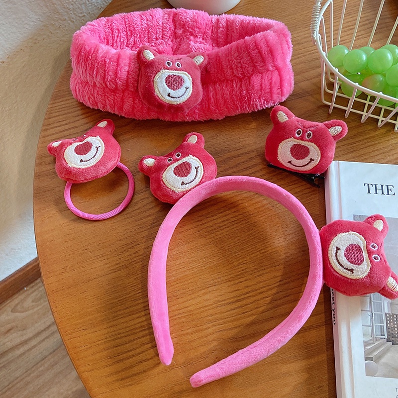 Băng Đô Cài Tóc Rửa Mặt Hình Gấu / Dâu Tây Dễ Thương Thời Trang 2022